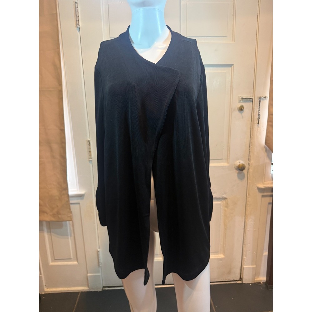 NEW Chicos Travelers Black Ruched Sleeve Jacket Size 3 Career Work NWT